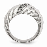Stainless Steel Wedding Band with Polished Finish and CZ Elegance
